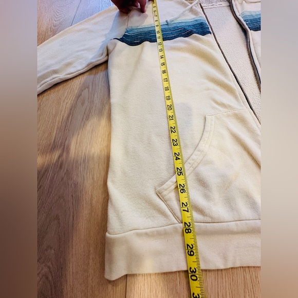 Aviator Nation Cream Zip-Up Sweater with Blue Stripes - Picture 5 of 16